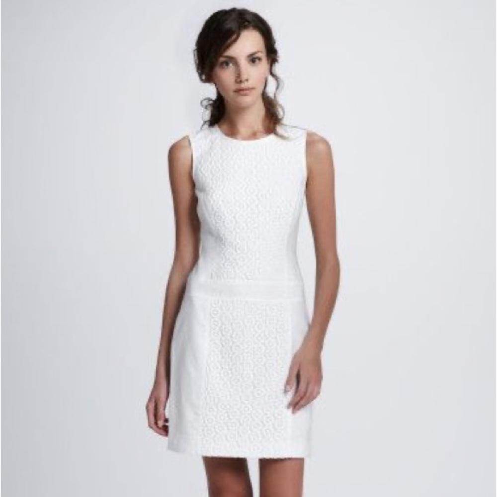 Laundry By Shelli Segal White Textured Mini Dress